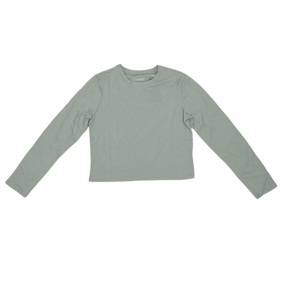 NWT Wild Fable Blue Long Sleeve Cropped Boxy T-shirt Size Small Women's - Picture 1 of 7